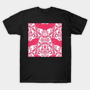 Pink Bat Damask Pattern T-Shirt